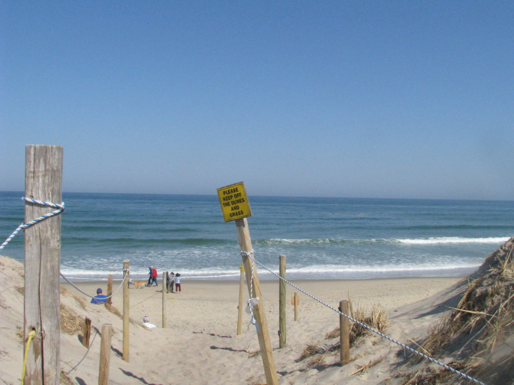 Wooden boardwalk leading to Nauset Beach in Orleans, Massachusetts