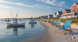 Saturday morning at a Cape Cod farmers market with local vendors, fresh produce, and a charming village backdrop.