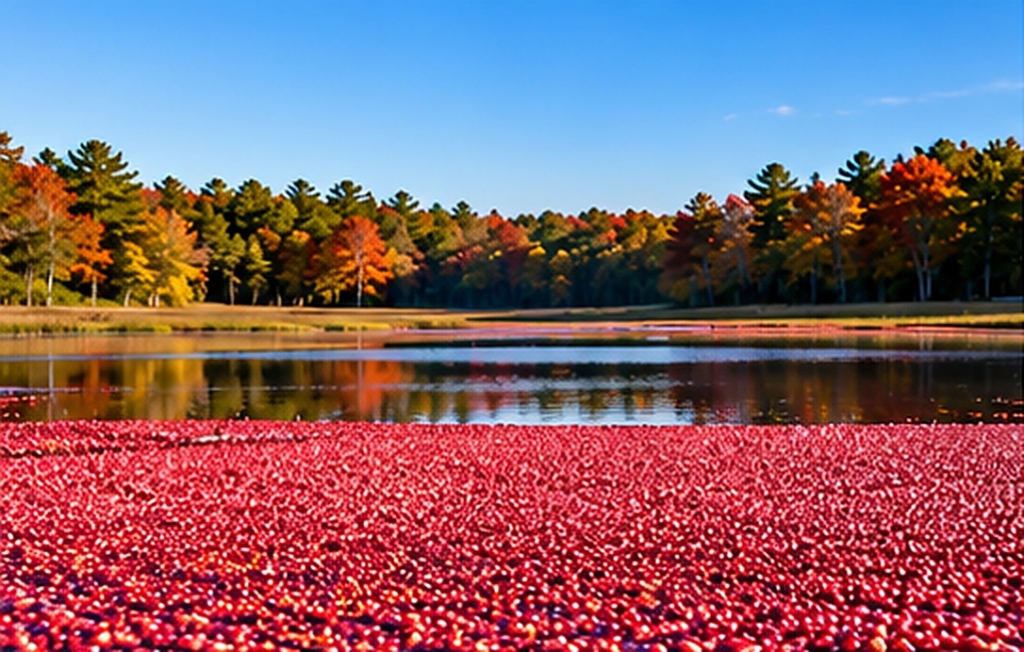 Cape Cod cranberry harvest 2026 with red cranberries in an autumn bog