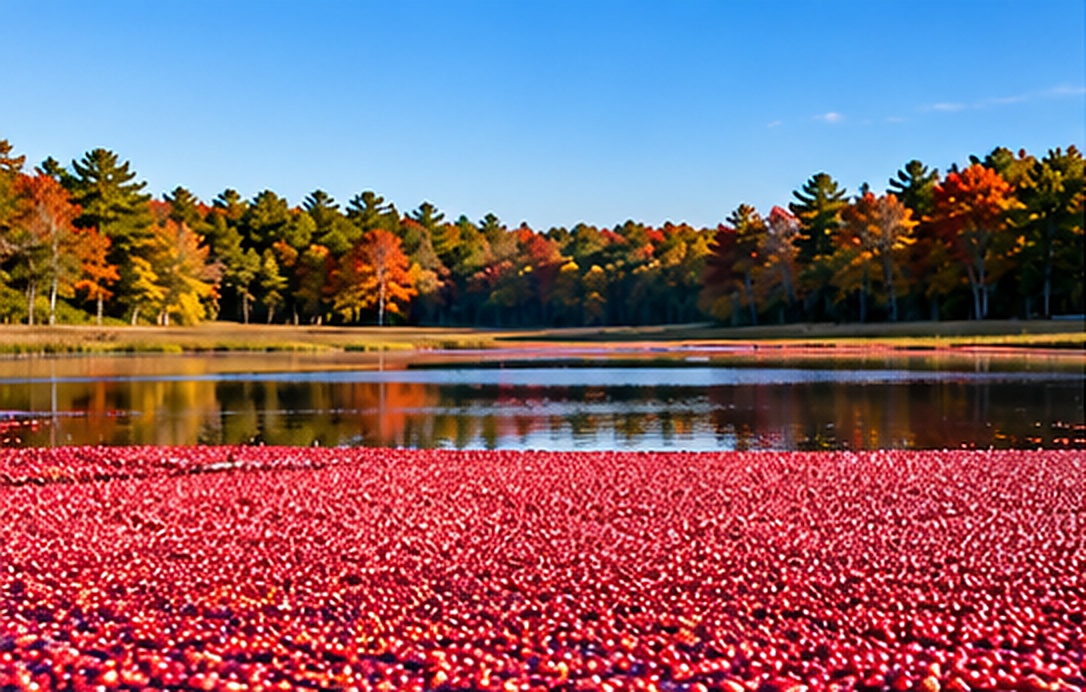 Cape Cod cranberry harvest 2026 with red cranberries in an autumn bog